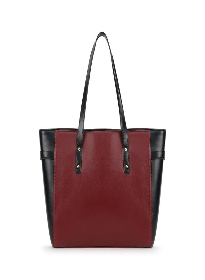 Fastrack Cherry Powermode Laptop Tote For Women | Cherry & Black Faux Leather Bag | Fits Upto 15" Laptop | Ladies Tote Bag with Zipper Closure & Utility Pockets - Image 5